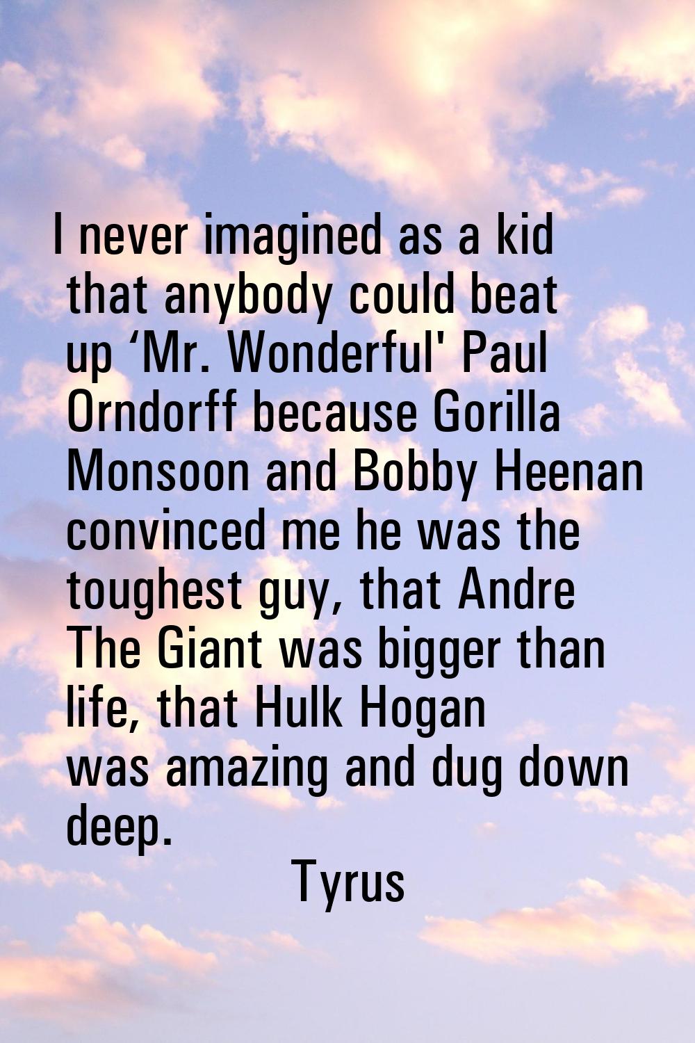 I never imagined as a kid that anybody could beat up ‘Mr. Wonderful' Paul Orndorff because Gorilla 