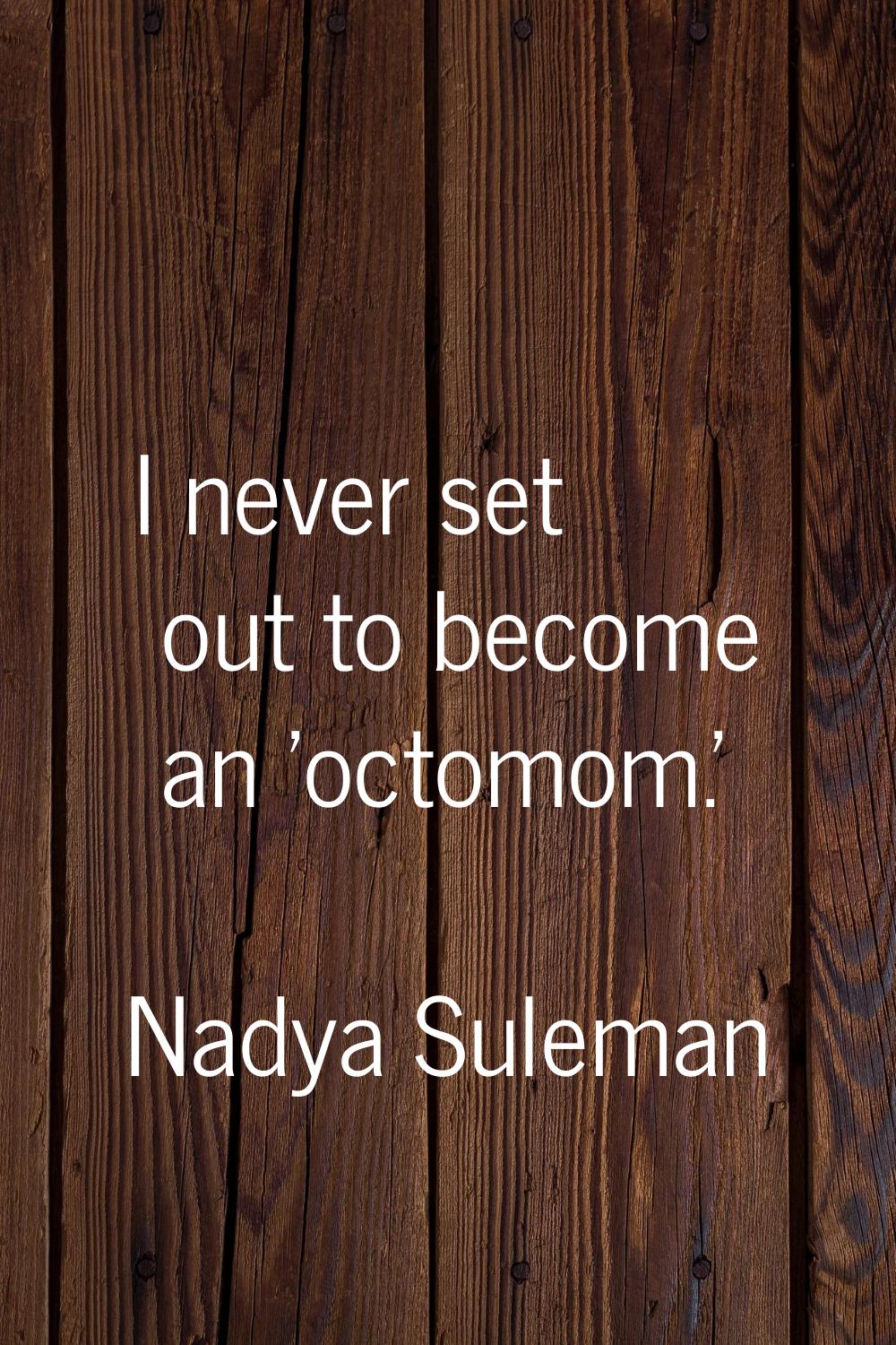 I never set out to become an 'octomom.'