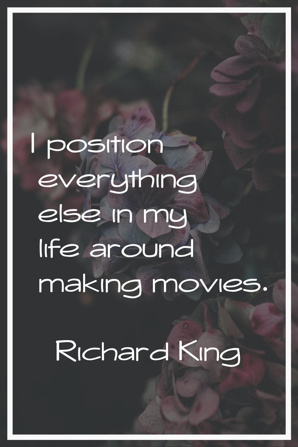 I position everything else in my life around making movies.