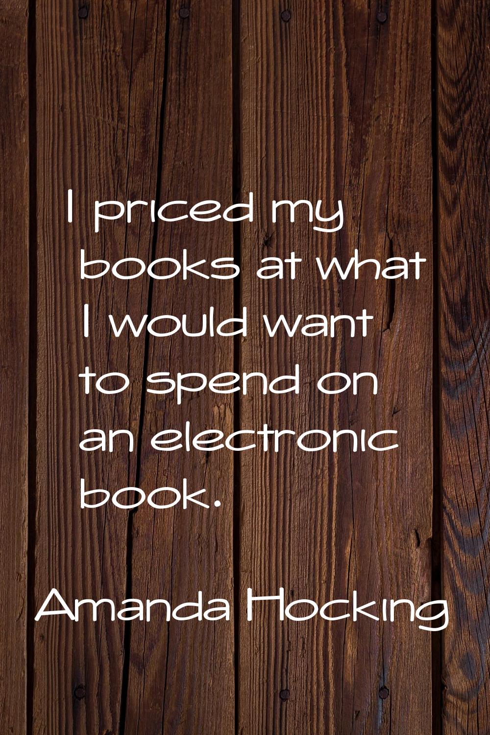 I priced my books at what I would want to spend on an electronic book.
