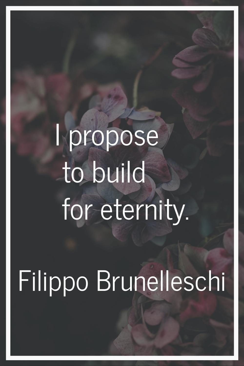 I propose to build for eternity.