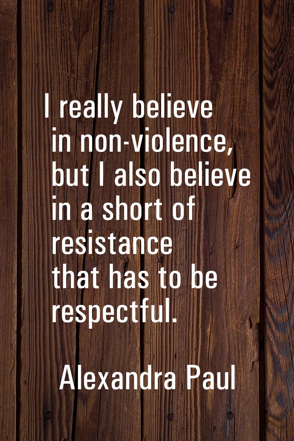 I really believe in non-violence, but I also believe in a short of resistance that has to be respec