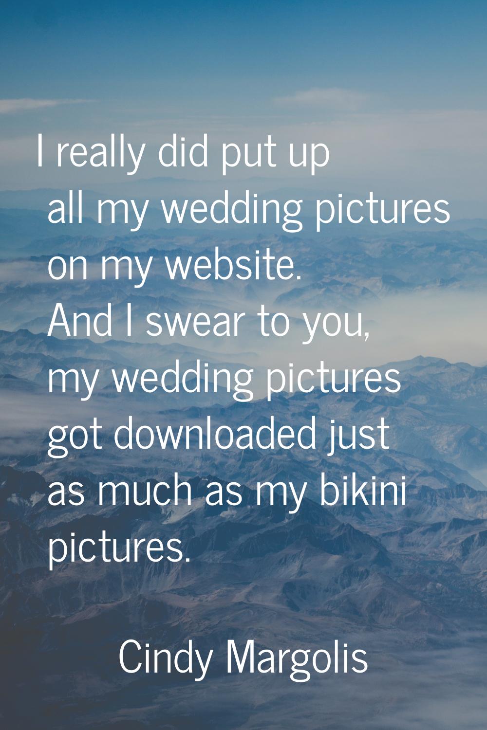 I really did put up all my wedding pictures on my website. And I swear to you, my wedding pictures 
