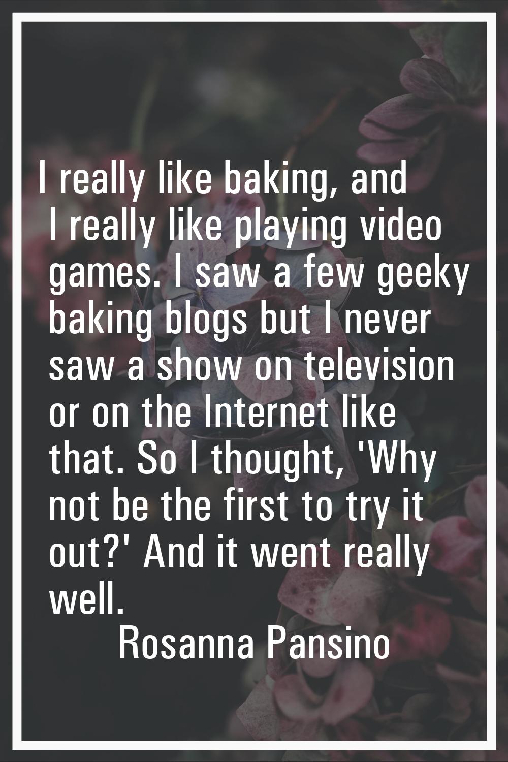 I really like baking, and I really like playing video games. I saw a few geeky baking blogs but I n
