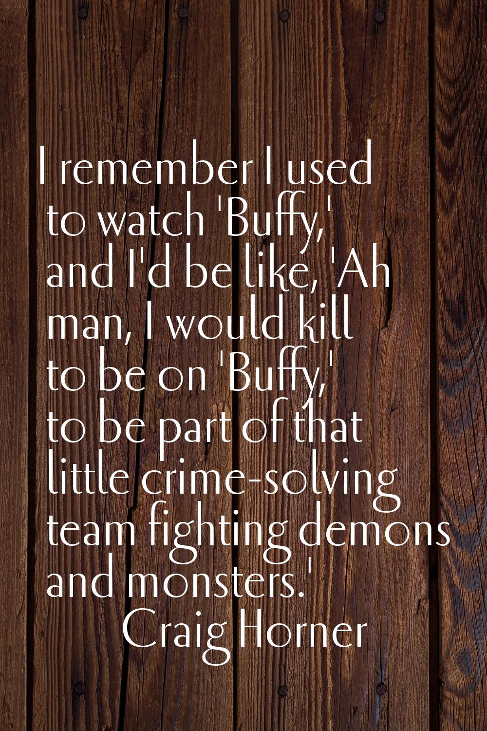 I remember I used to watch 'Buffy,' and I'd be like, 'Ah man, I would kill to be on 'Buffy,' to be 