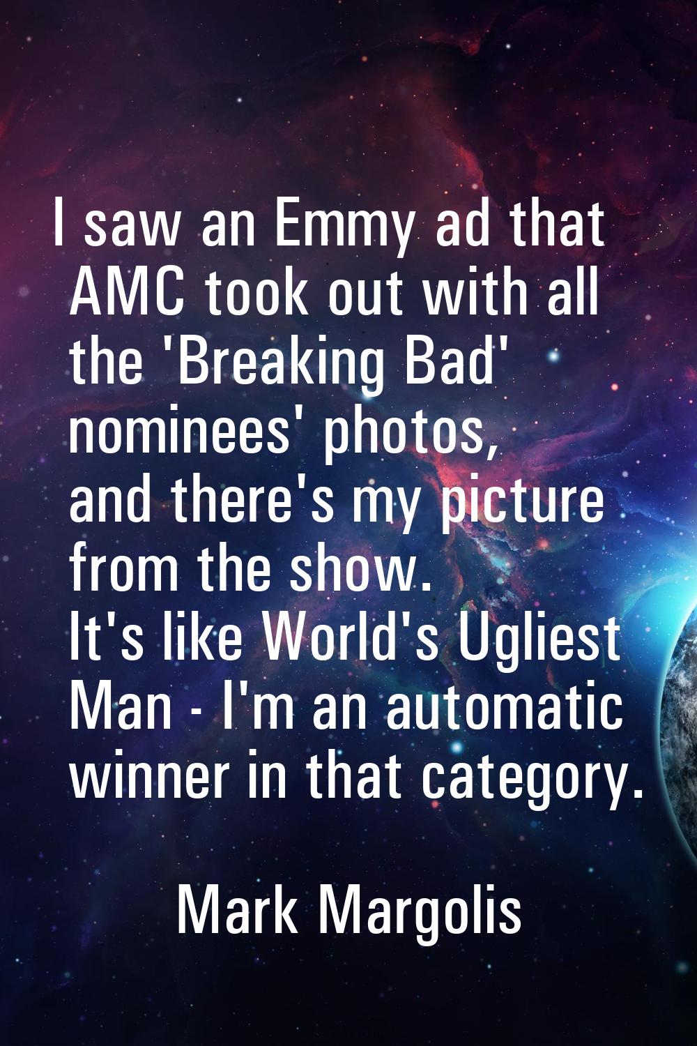 I saw an Emmy ad that AMC took out with all the 'Breaking Bad' nominees' photos, and there's my pic