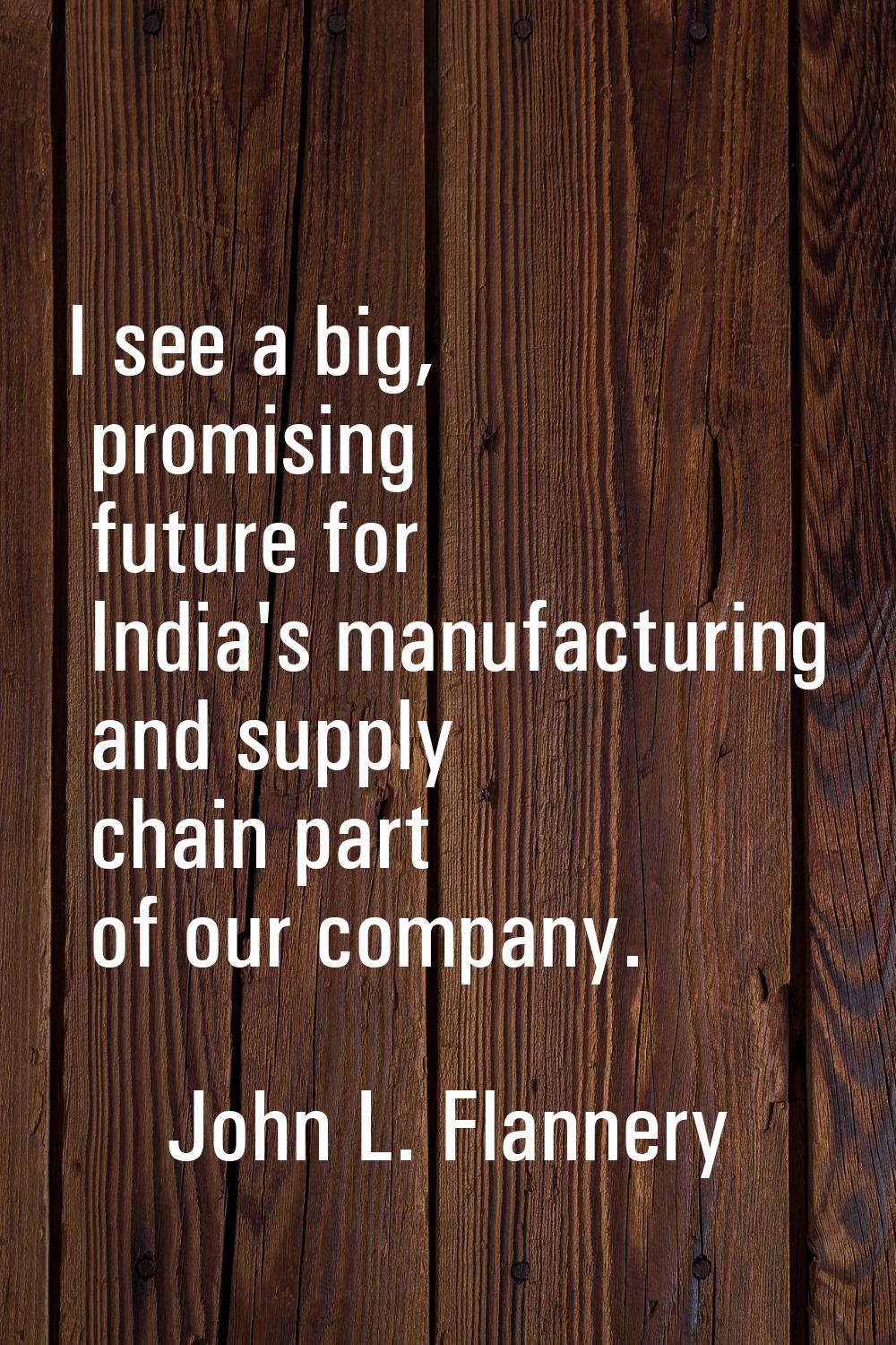 I see a big, promising future for India's manufacturing and supply chain part of our company.