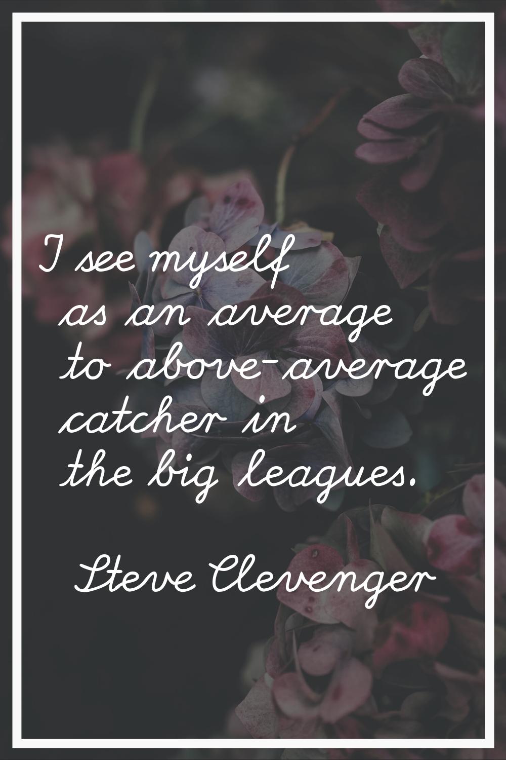 I see myself as an average to above-average catcher in the big leagues.