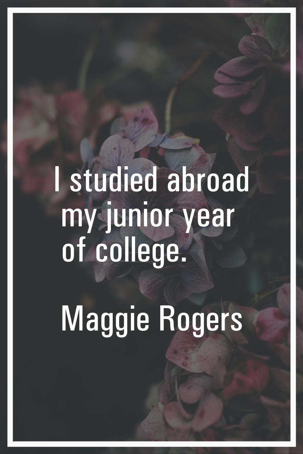 I studied abroad my junior year of college.