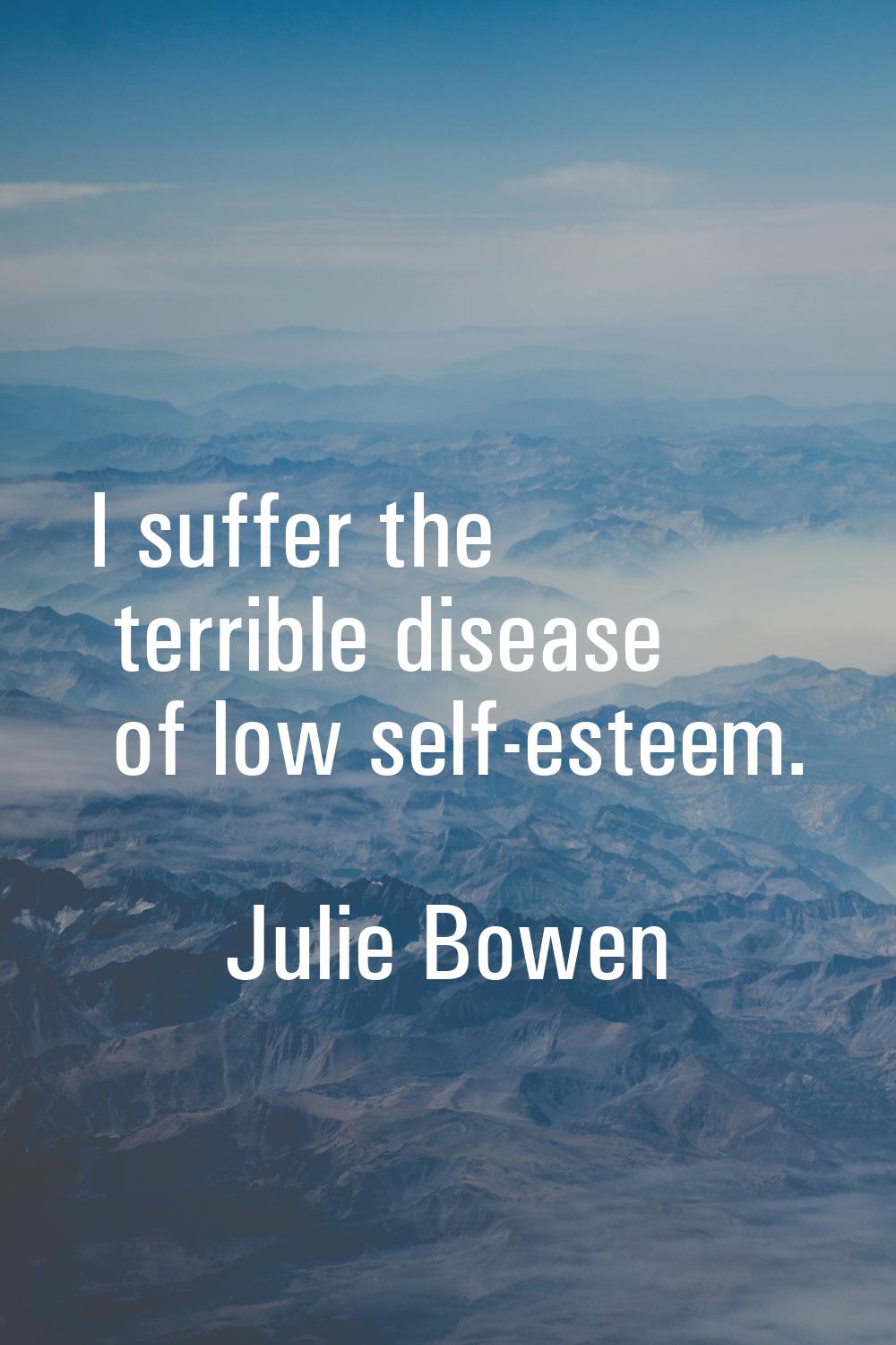 I suffer the terrible disease of low self-esteem.