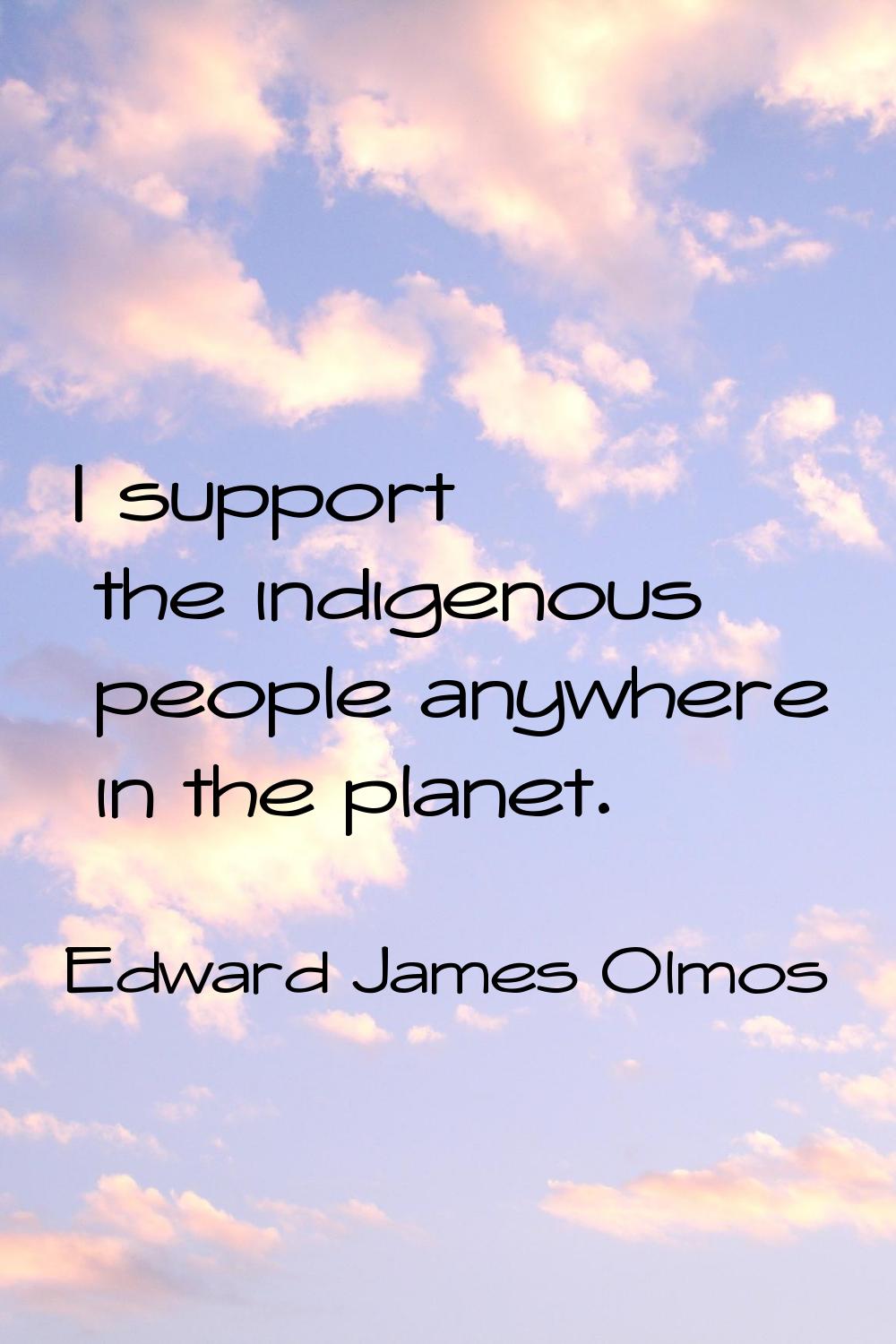 I support the indigenous people anywhere in the planet.