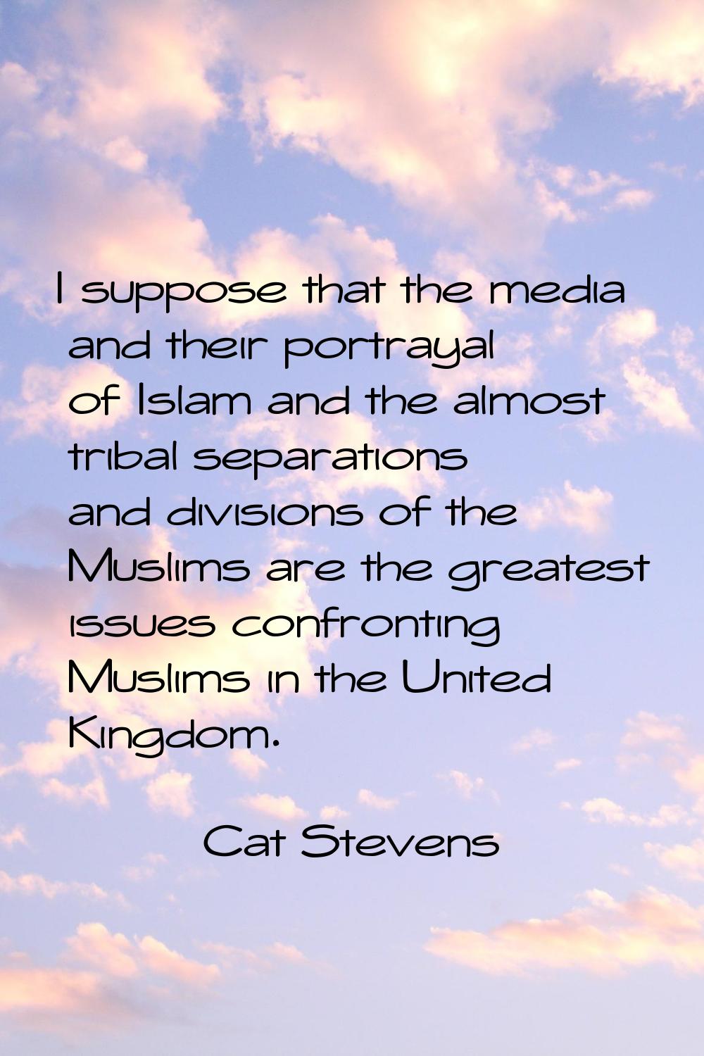 I suppose that the media and their portrayal of Islam and the almost tribal separations and divisio