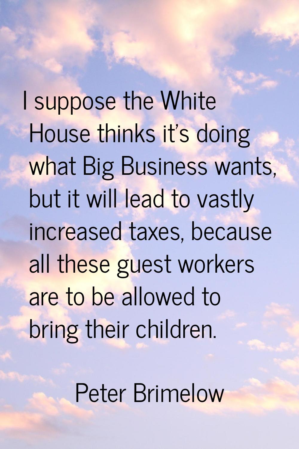 I suppose the White House thinks it's doing what Big Business wants, but it will lead to vastly inc