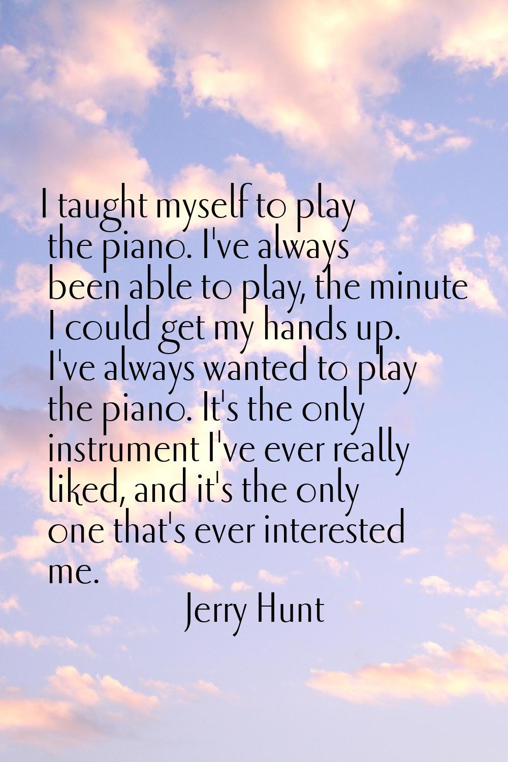 I taught myself to play the piano. I've always been able to play, the minute I could get my hands u
