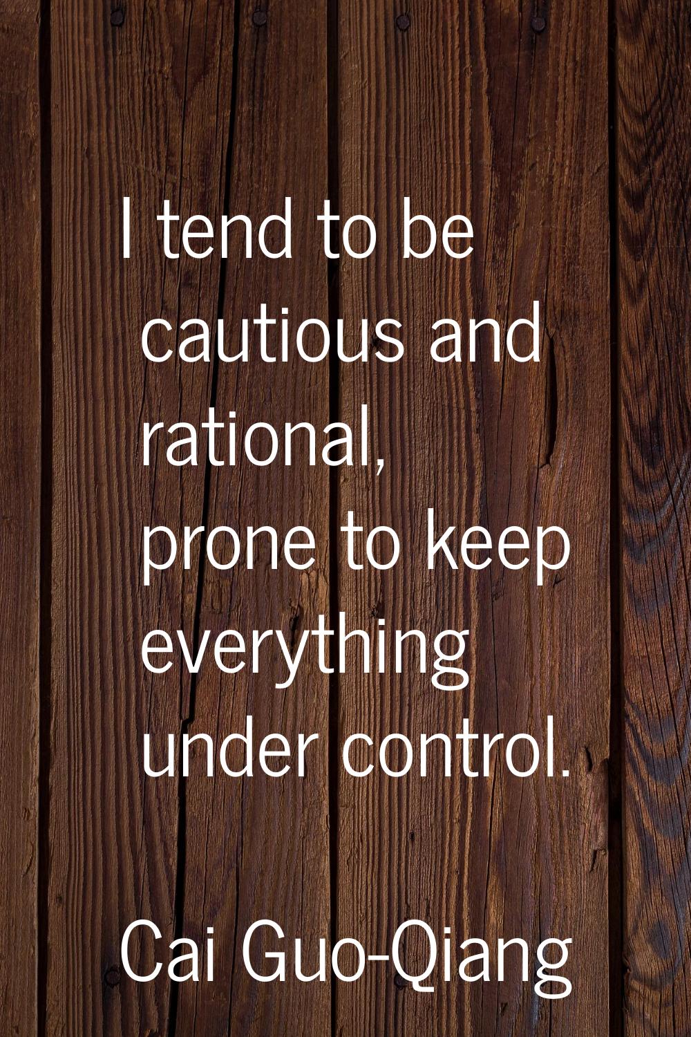 I tend to be cautious and rational, prone to keep everything under control.