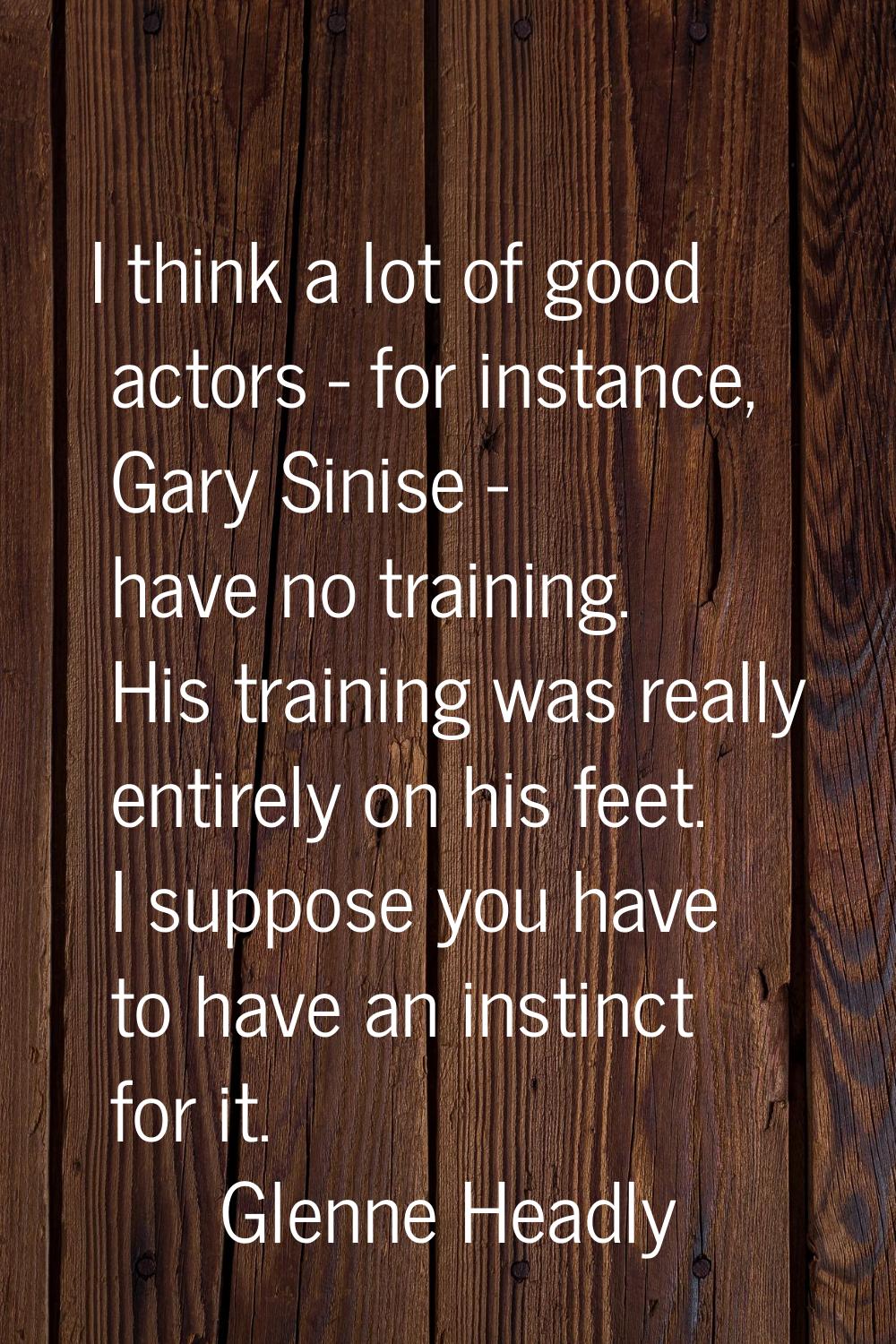 I think a lot of good actors - for instance, Gary Sinise - have no training. His training was reall