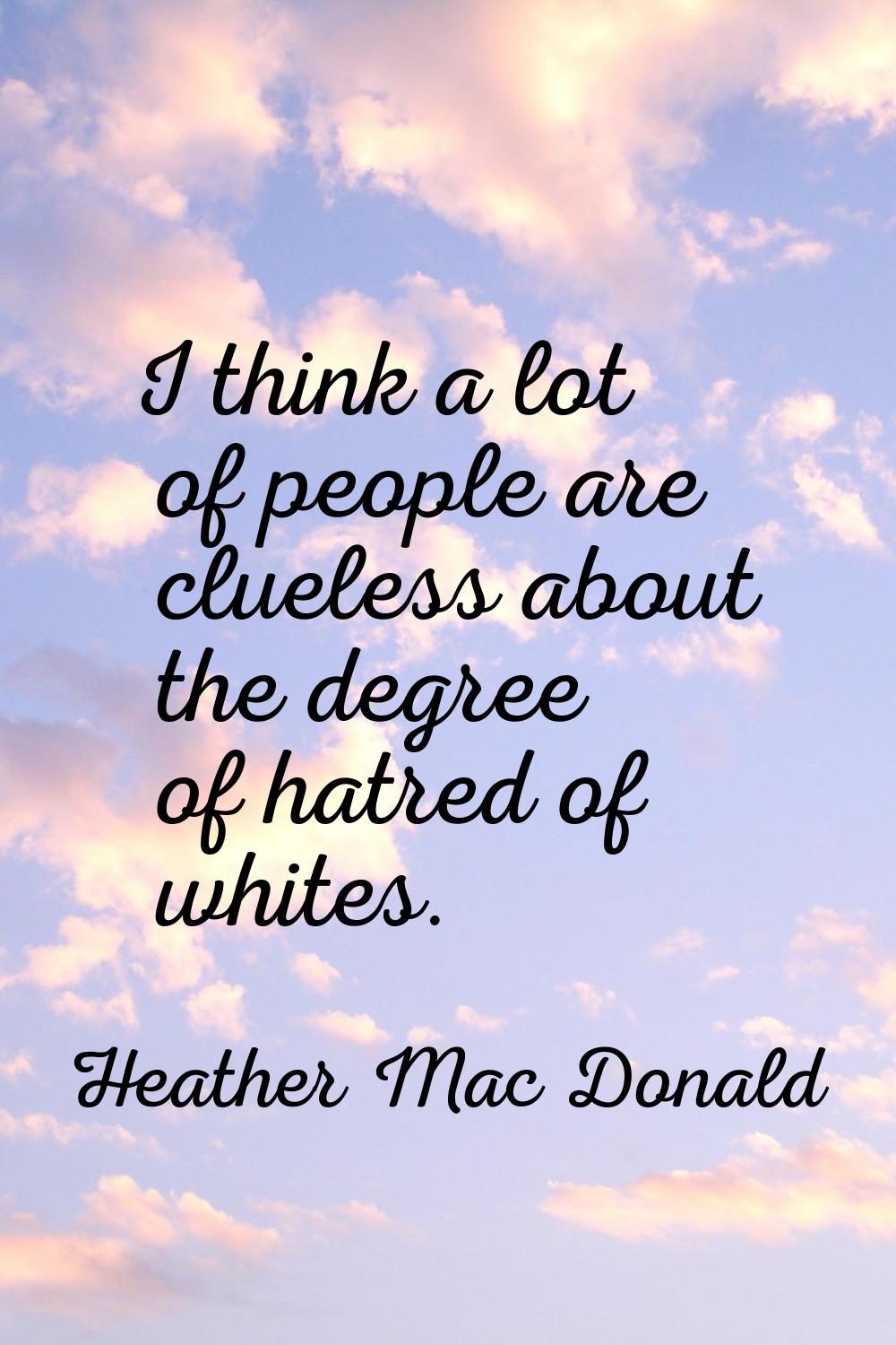 I think a lot of people are clueless about the degree of hatred of whites.