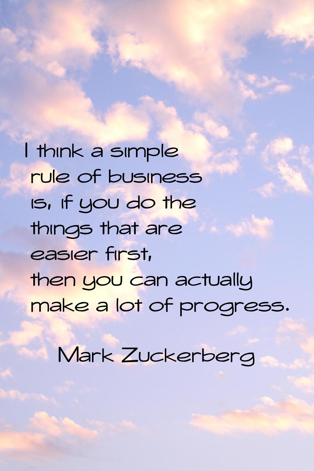 I think a simple rule of business is, if you do the things that are easier first, then you can actu