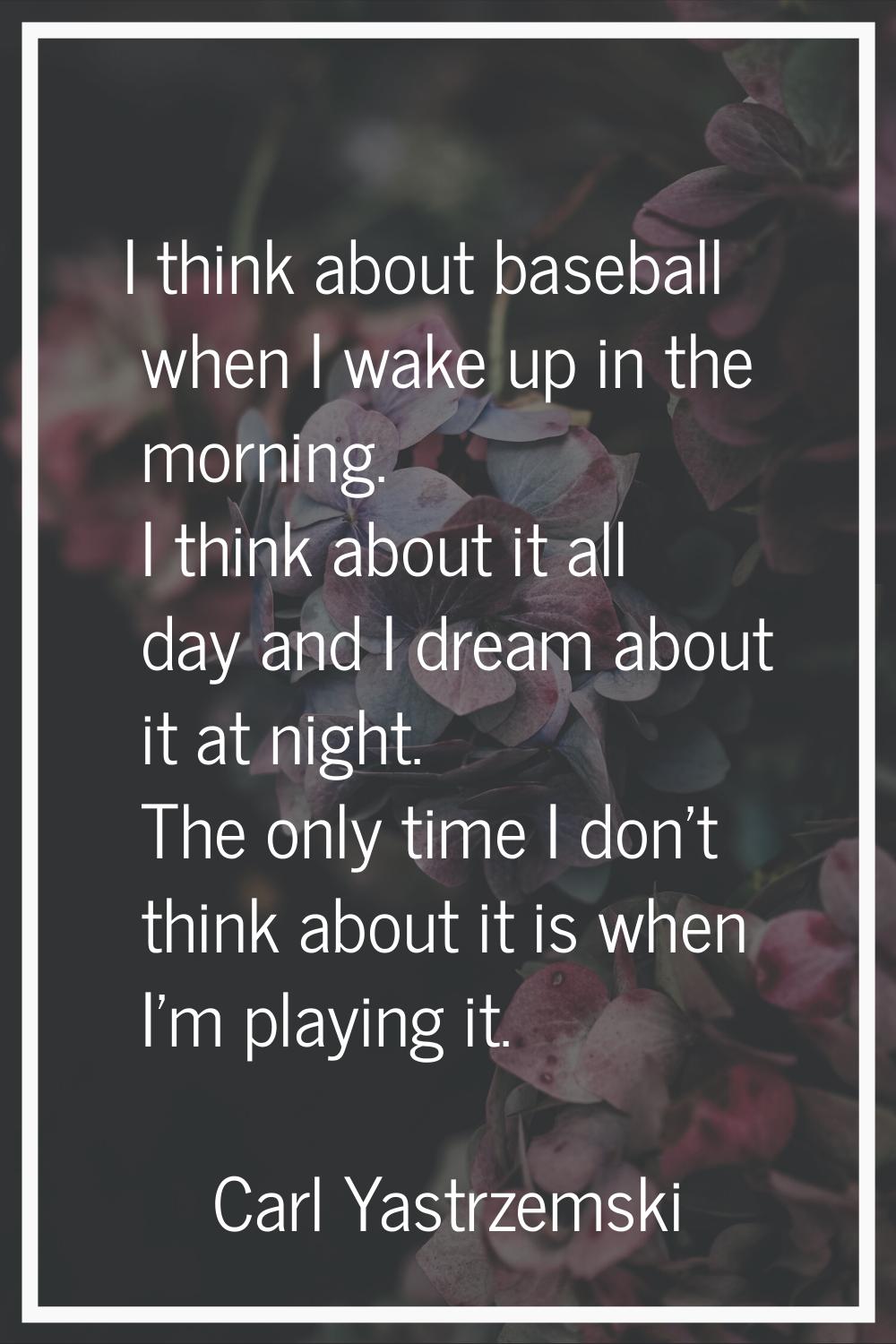 I think about baseball when I wake up in the morning. I think about it all day and I dream about it