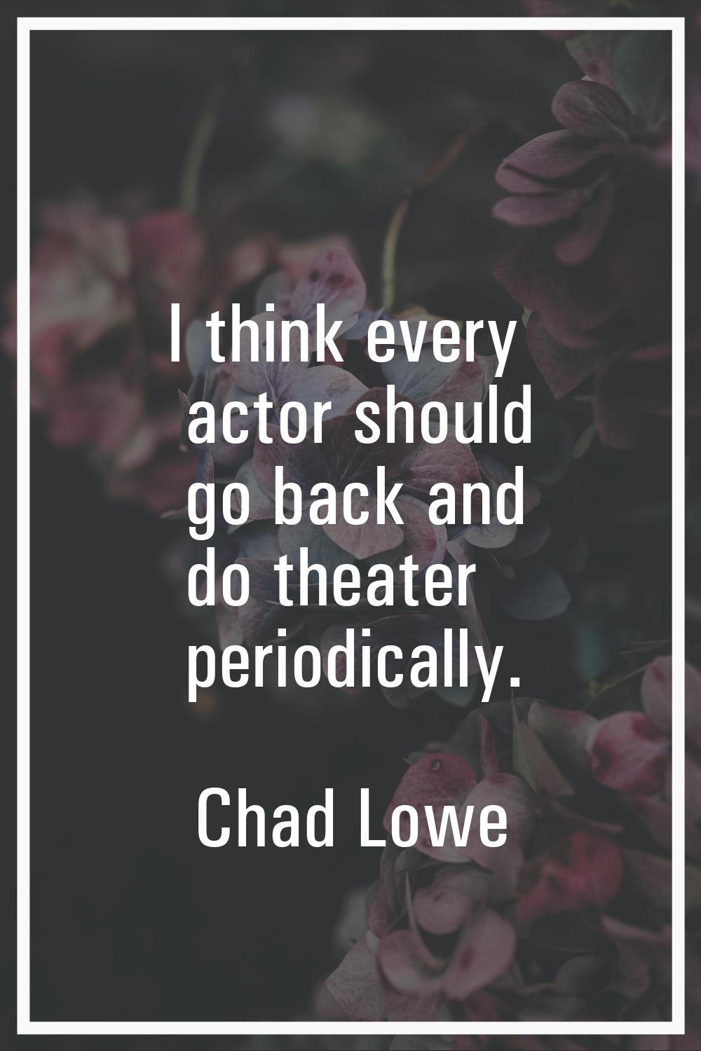 I think every actor should go back and do theater periodically.