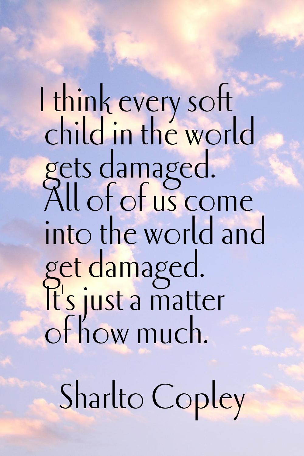 I think every soft child in the world gets damaged. All of of us come into the world and get damage
