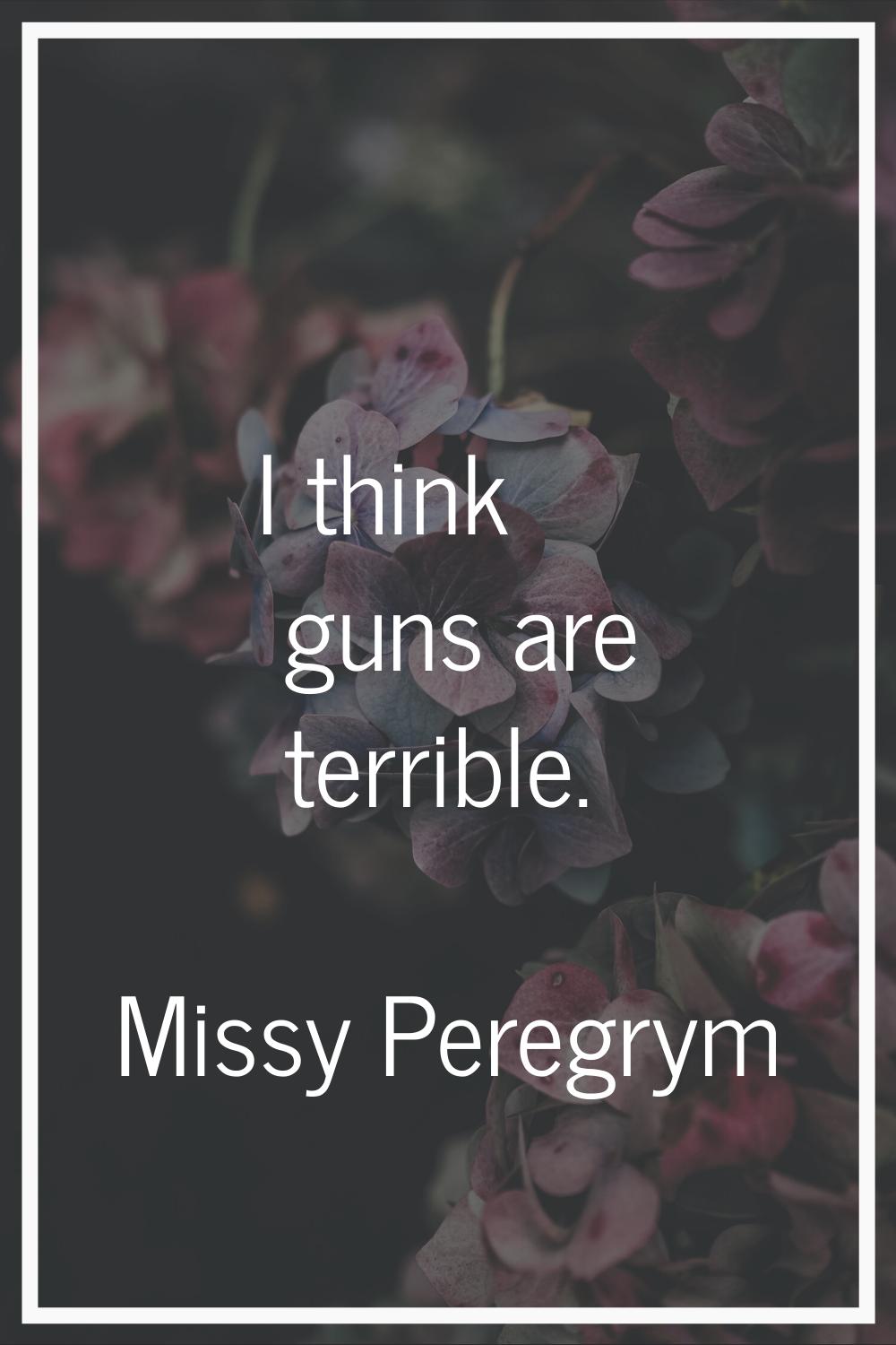 I think guns are terrible.