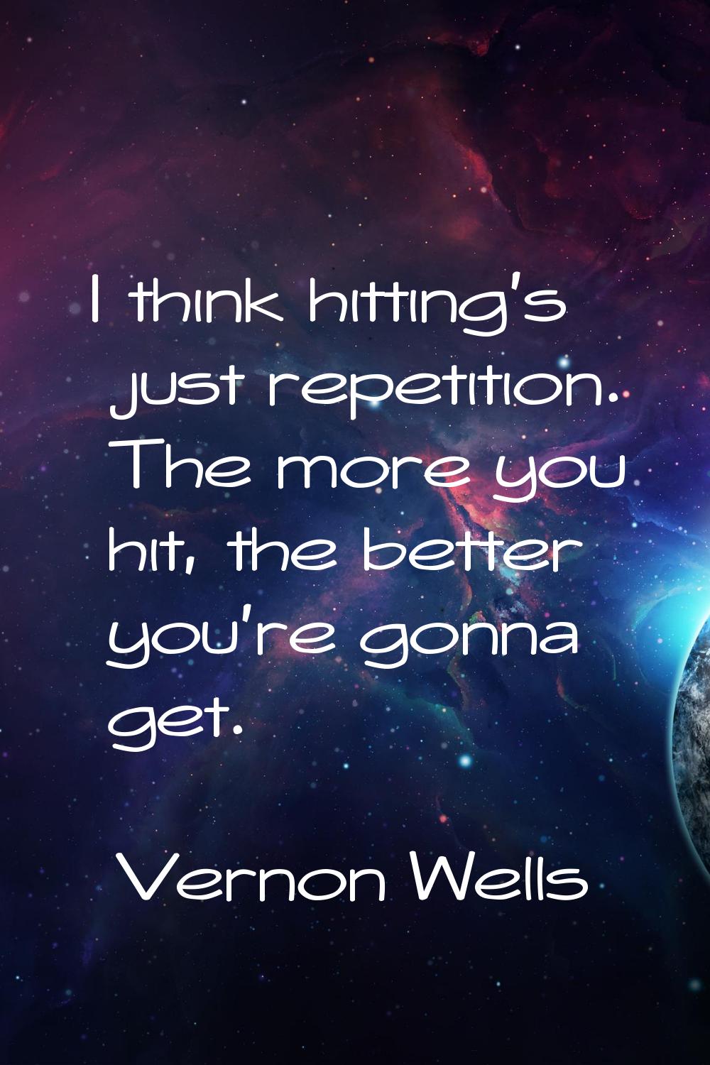 I think hitting's just repetition. The more you hit, the better you're gonna get.