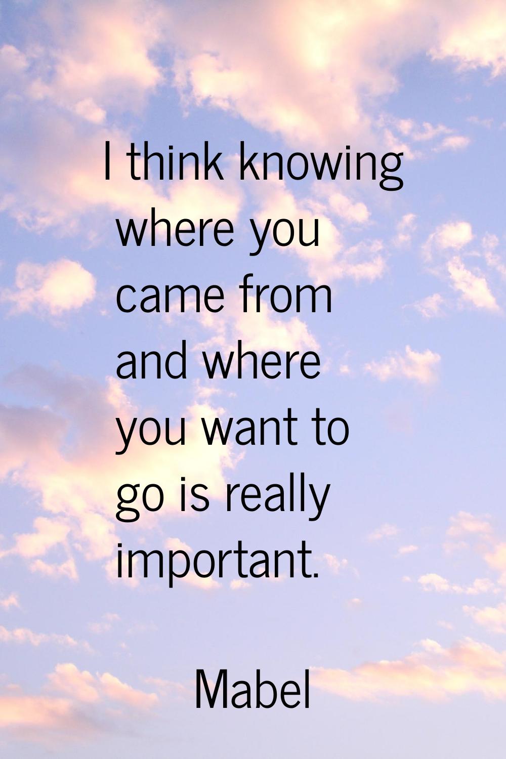 I think knowing where you came from and where you want to go is really important.