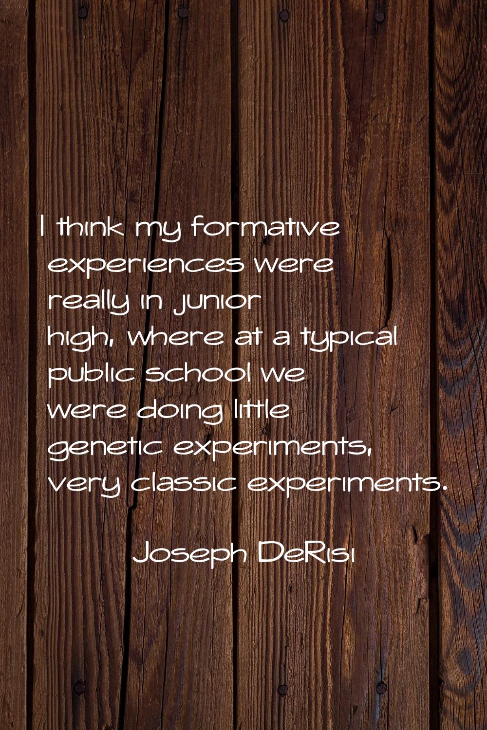 I think my formative experiences were really in junior high, where at a typical public school we we