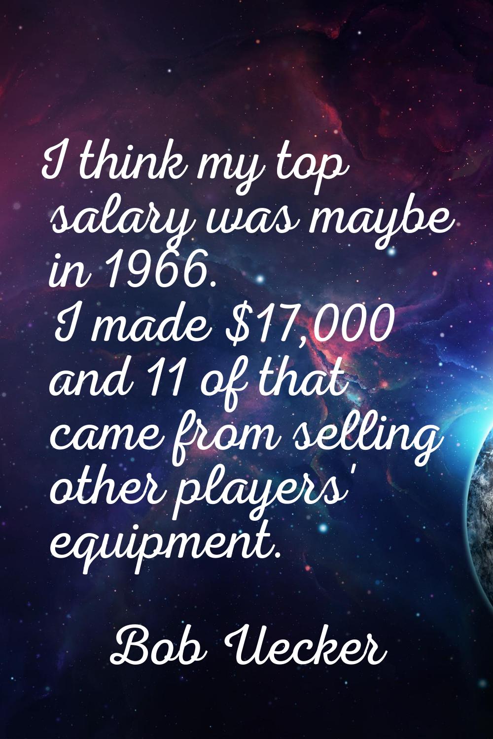 I think my top salary was maybe in 1966. I made $17,000 and 11 of that came from selling other play
