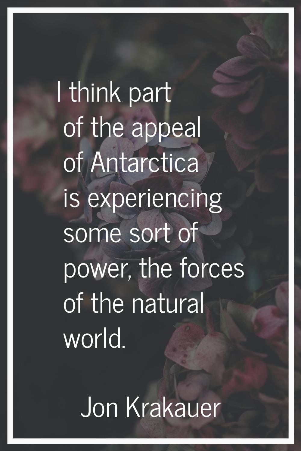 I think part of the appeal of Antarctica is experiencing some sort of power, the forces of the natu
