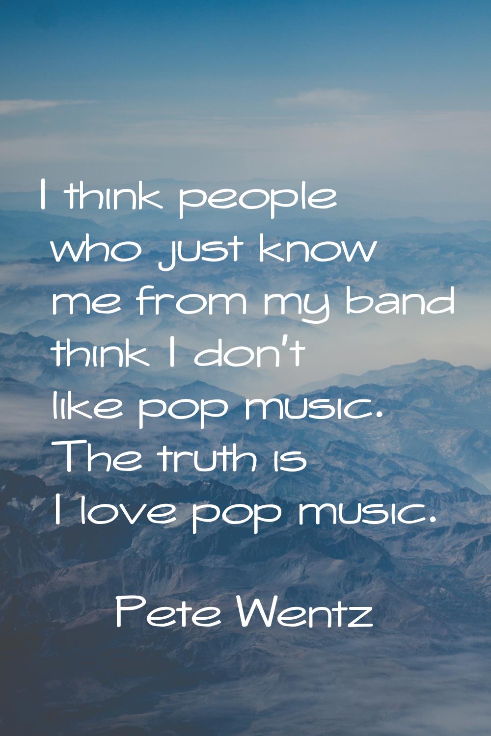 I think people who just know me from my band think I don't like pop music. The truth is I love pop 