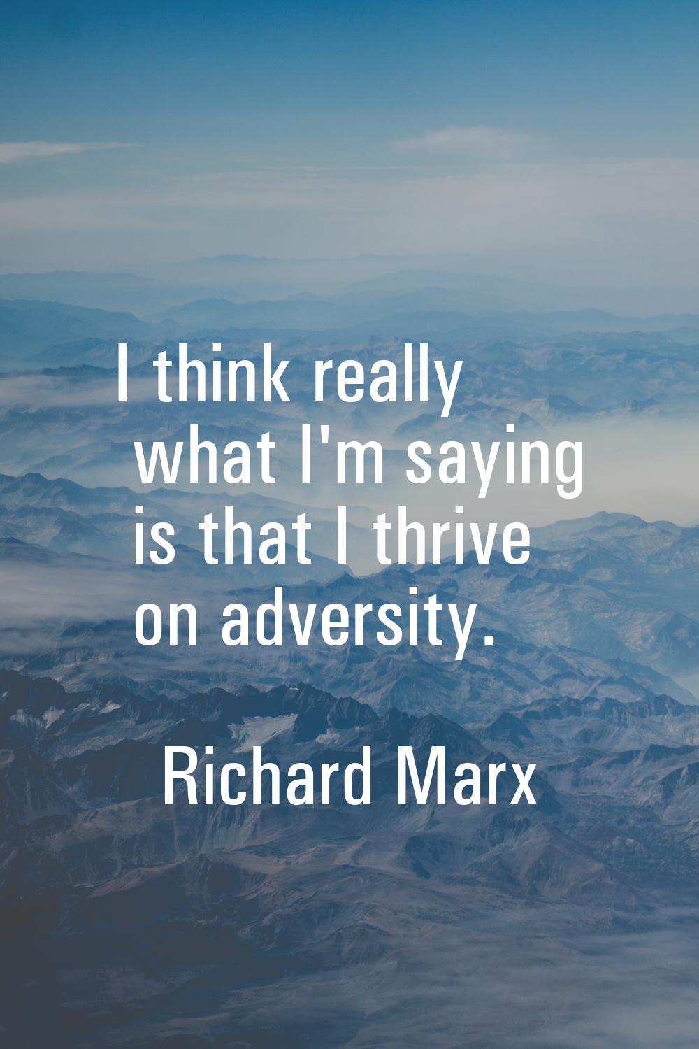 I think really what I'm saying is that I thrive on adversity.