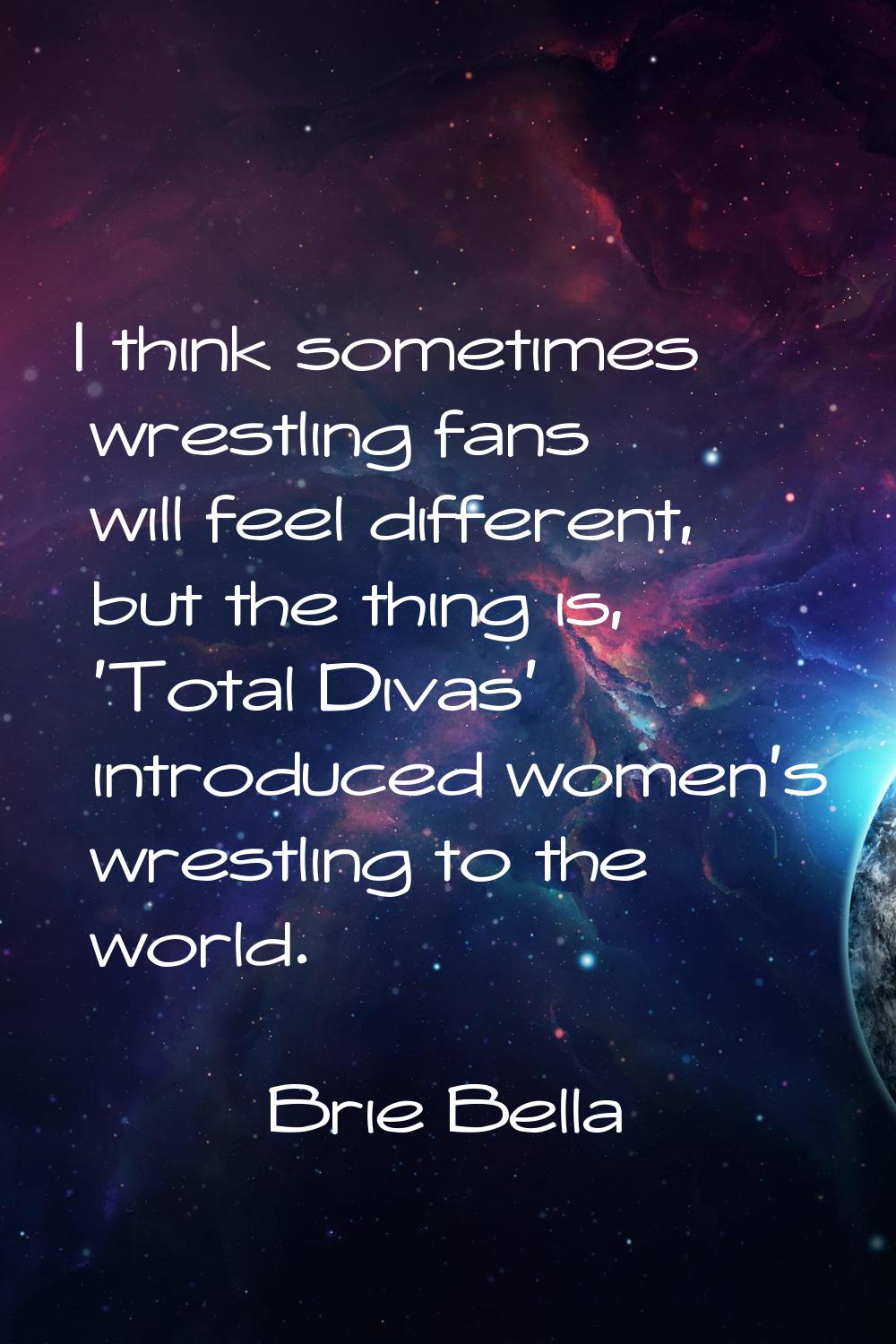 I think sometimes wrestling fans will feel different, but the thing is, 'Total Divas' introduced wo