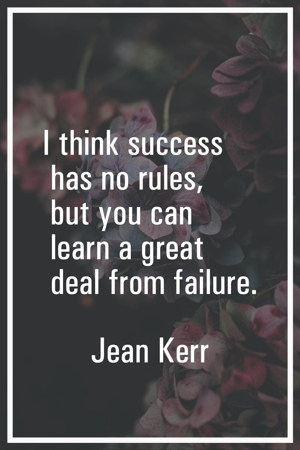 I think success has no rules, but you can learn a great deal from failure.