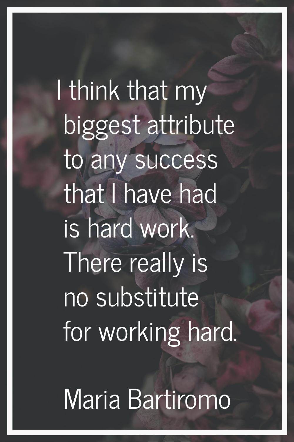 I think that my biggest attribute to any success that I have had is hard work. There really is no s