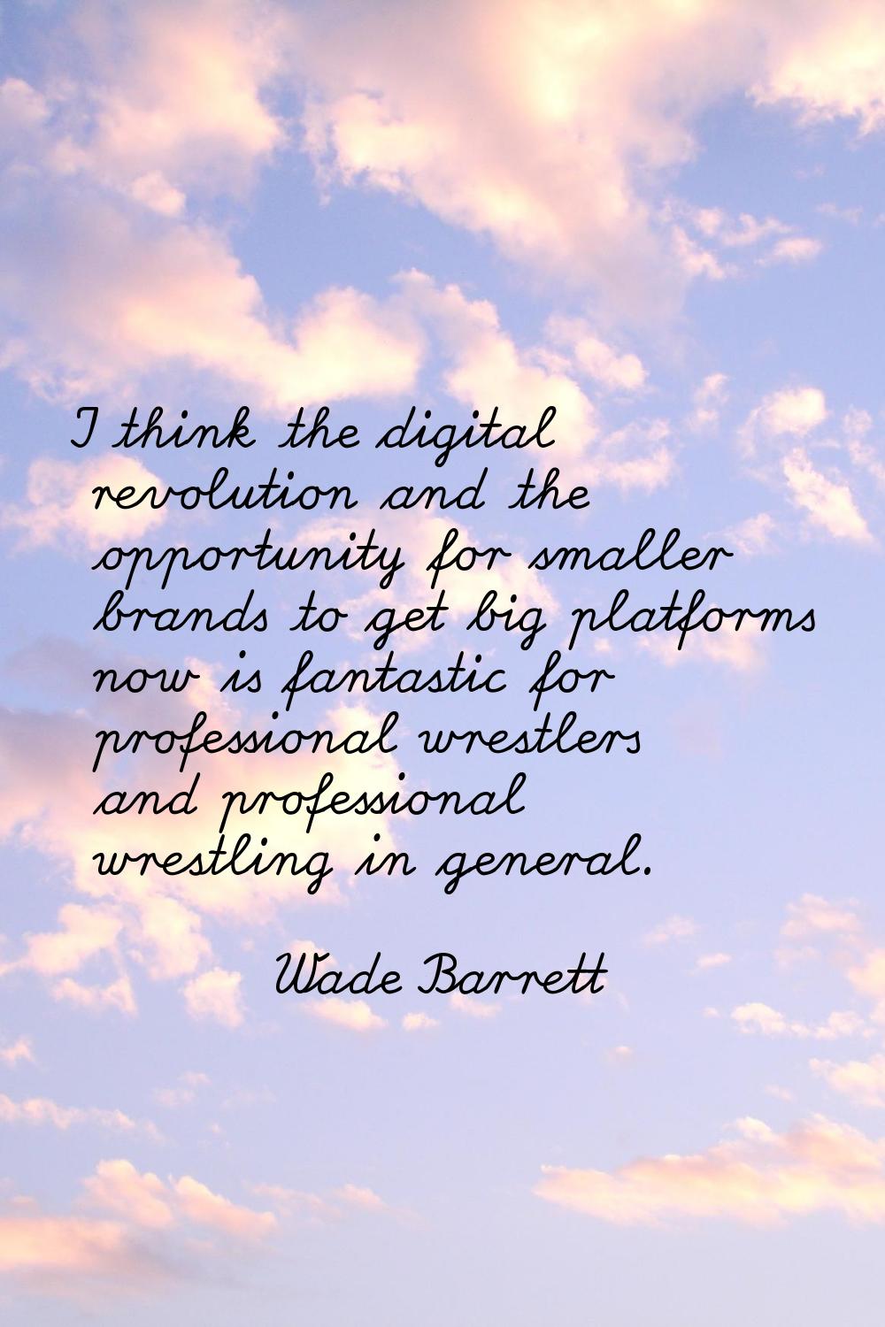 I think the digital revolution and the opportunity for smaller brands to get big platforms now is f