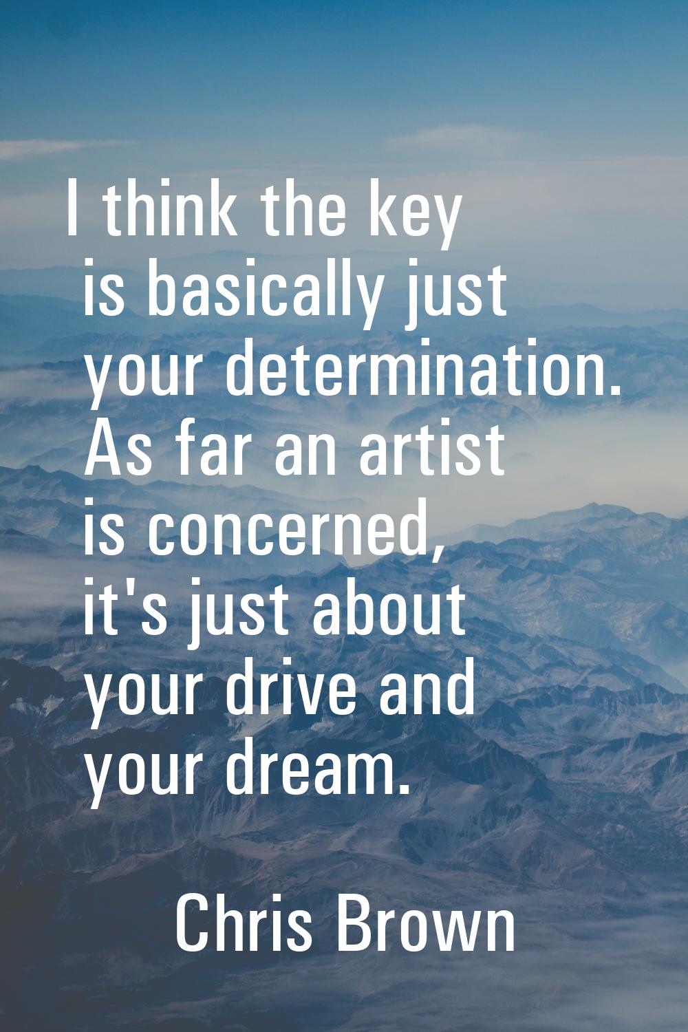 I think the key is basically just your determination. As far an artist is concerned, it's just abou