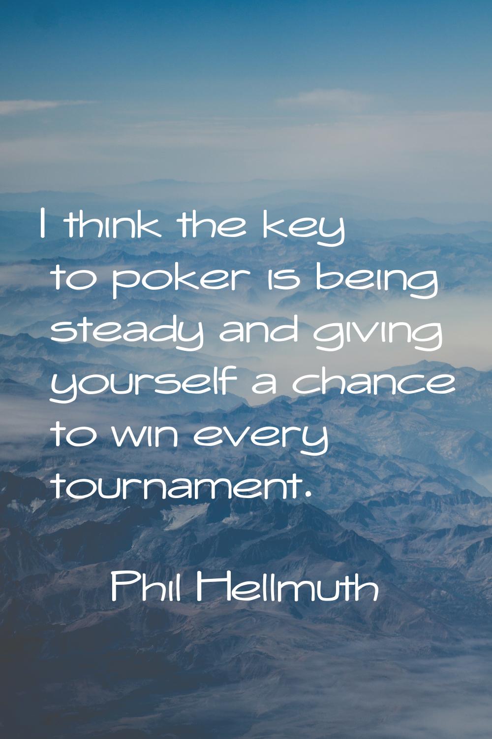 I think the key to poker is being steady and giving yourself a chance to win every tournament.