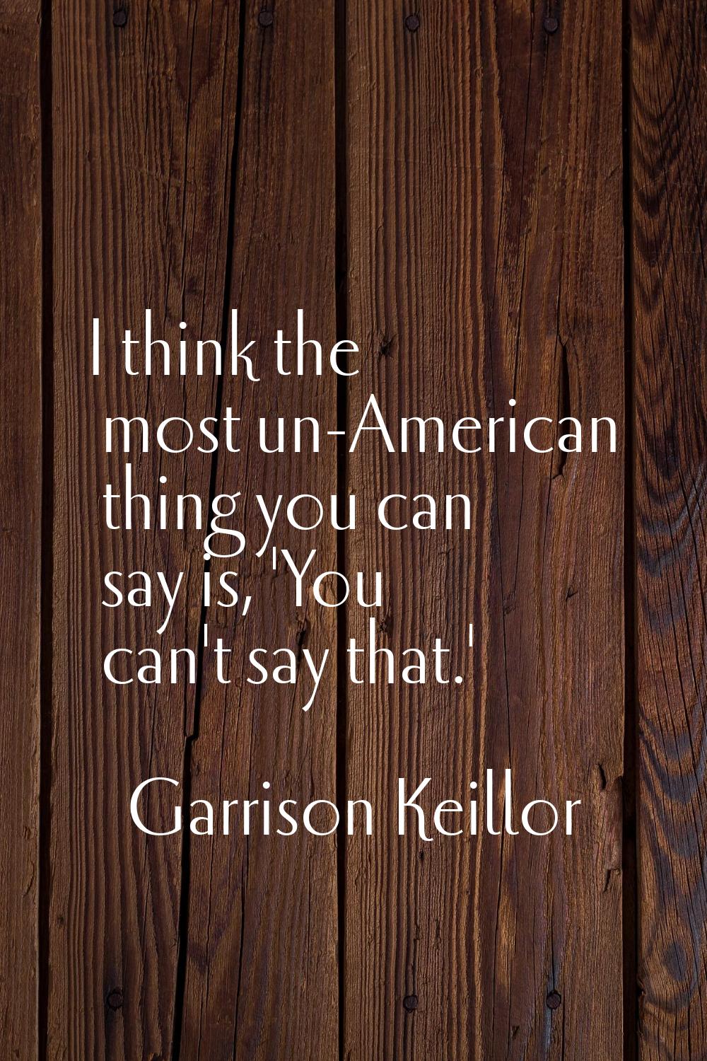 I think the most un-American thing you can say is, 'You can't say that.'