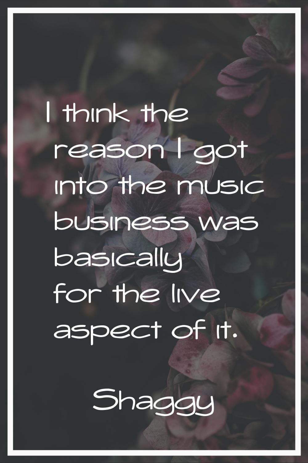 I think the reason I got into the music business was basically for the live aspect of it.