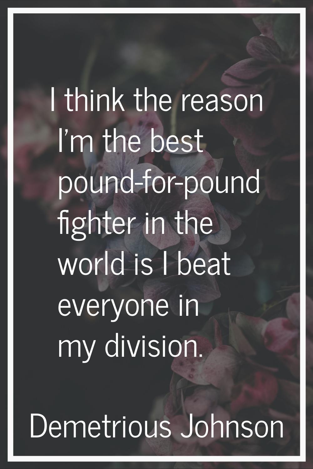 I think the reason I'm the best pound-for-pound fighter in the world is I beat everyone in my divis