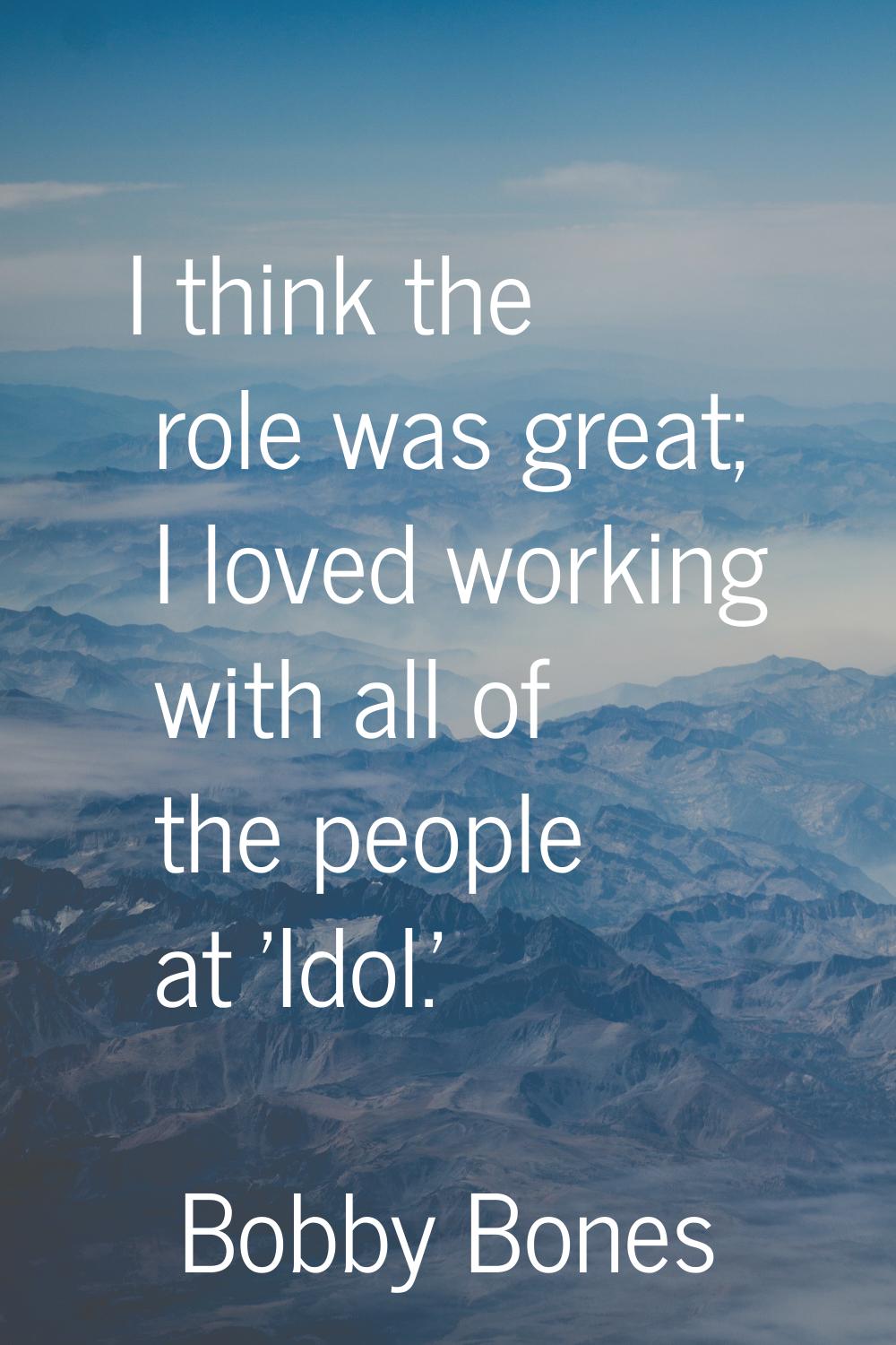 I think the role was great; I loved working with all of the people at 'Idol.'