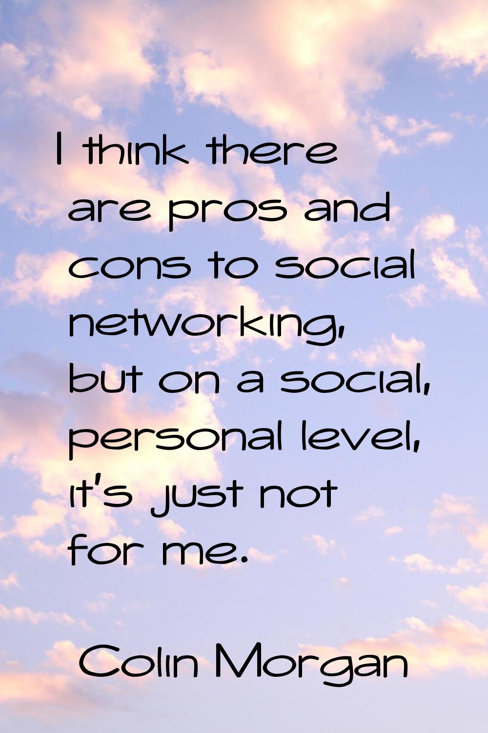 I think there are pros and cons to social networking, but on a social, personal level, it's just no