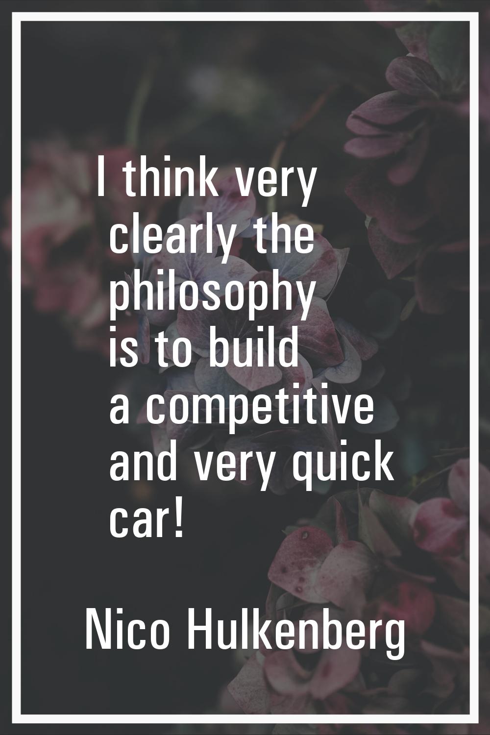 I think very clearly the philosophy is to build a competitive and very quick car!
