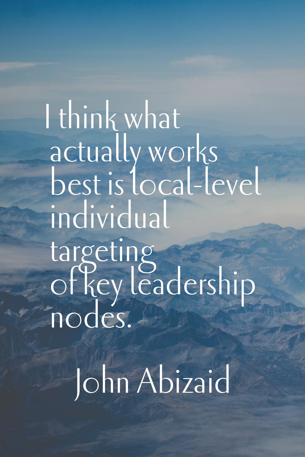 I think what actually works best is local-level individual targeting of key leadership nodes.