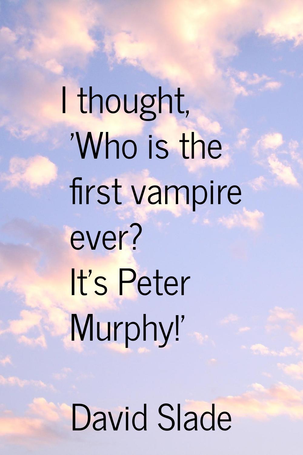 I thought, 'Who is the first vampire ever? It's Peter Murphy!'