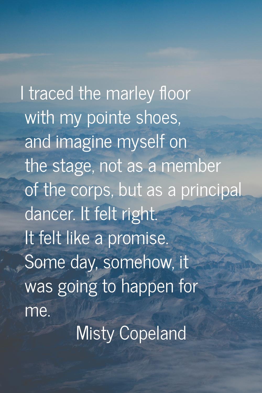 I traced the marley floor with my pointe shoes, and imagine myself on the stage, not as a member of