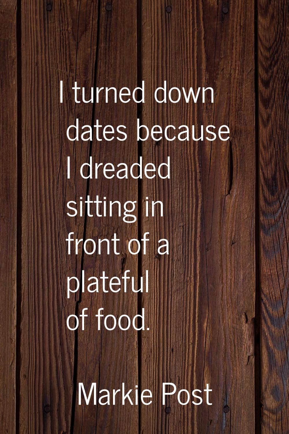 I turned down dates because I dreaded sitting in front of a plateful of food.