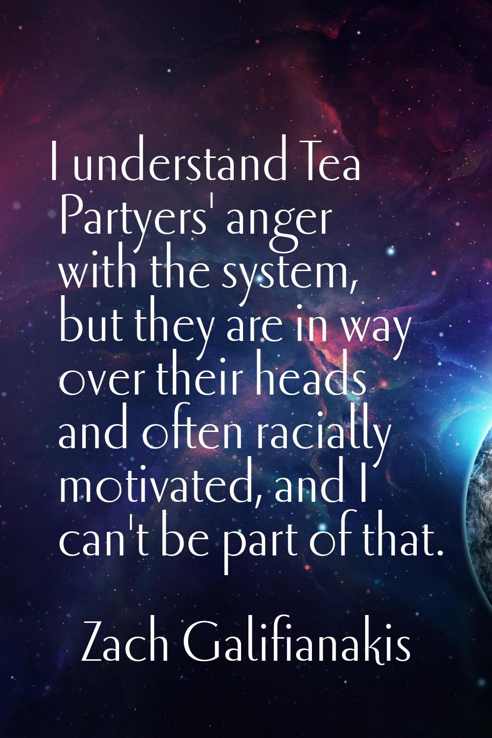 I understand Tea Partyers' anger with the system, but they are in way over their heads and often ra